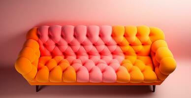 Stylish modern sofa, pastel bright background - AI generated image photo