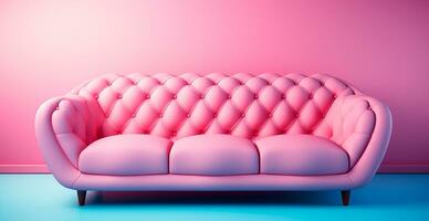 Stylish modern sofa, pastel bright background - AI generated image photo