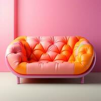 Stylish modern sofa, pastel bright background - AI generated image photo