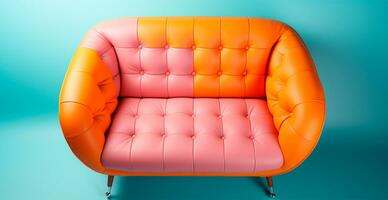 Stylish modern sofa, pastel bright background - AI generated image photo