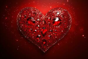 Ai generated stunning, vibrant heart, adorned with intricate patterns and delicate details, shines in a rich hue, exuding warmth and love. essence of love celebrating Valentine's Day photo