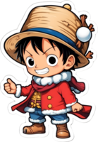 one piece sticker with a cartoon character ai generative png