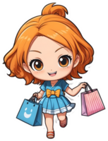 cartoon anime onepiece with shopping bag  ,ai generative png