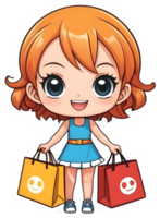 cartoon anime onepiece with  shopping bag  with ai generative png