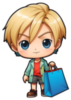 cartoon anime onepiece with  shopping bag  with ai generative png