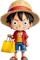 cartoon holding shopping bags clipart ai generative png