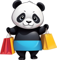 cartoon holding shopping bags clipart ai generative png