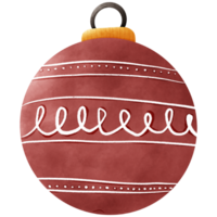 Patterned red Christmas ball illustration png