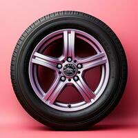 Car wheel, pastel background - AI generated image photo