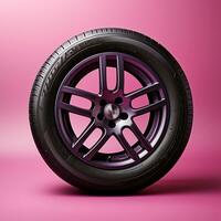 Car wheel, pastel background - AI generated image photo