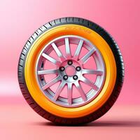 Car wheel, pastel background - AI generated image photo