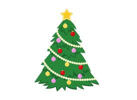 Christmas tree isolated on white background. Vector illustration for holiday New Year