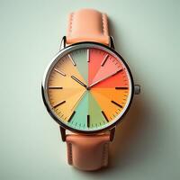 Stylish wristwatch, pastel background - AI generated image photo