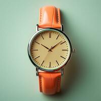 Stylish wristwatch, pastel background - AI generated image photo