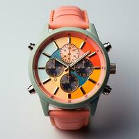 Stylish wristwatch, pastel background - AI generated image photo