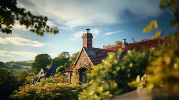 Roofs of the old house in the village. photo