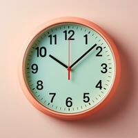 Wall clock, pastel background - AI generated image photo