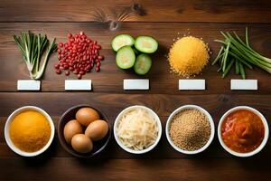 el ingredientes para un sano dieta. generado por ai foto