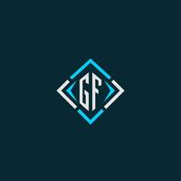 logotipo de monograma inicial gf con diseño de estilo cuadrado vector