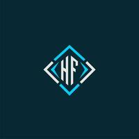 logotipo de monograma inicial hf con diseño de estilo cuadrado vector