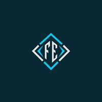 FE initial monogram logo with square style design vector