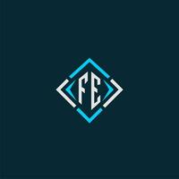 FE initial monogram logo with square style design vector