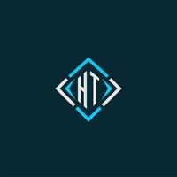 HT initial monogram logo with square style design vector