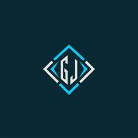 GJ initial monogram logo with square style design vector