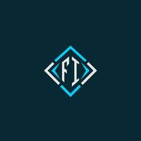 FI initial monogram logo with square style design vector