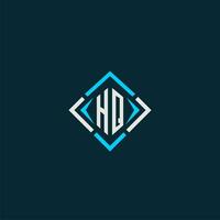 logotipo de monograma inicial hq con diseño de estilo cuadrado vector