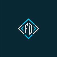 FD initial monogram logo with square style design vector