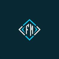 FM initial monogram logo with square style design vector