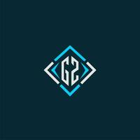 GZ initial monogram logo with square style design vector