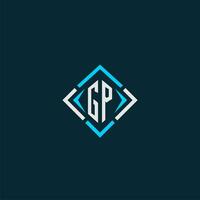 GP initial monogram logo with square style design vector