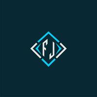 FJ initial monogram logo with square style design vector