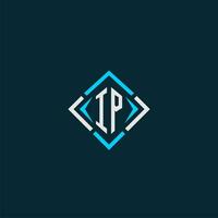 IP initial monogram logo with square style design vector