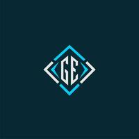 GE initial monogram logo with square style design vector