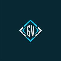 logotipo de monograma inicial gv con diseño de estilo cuadrado vector