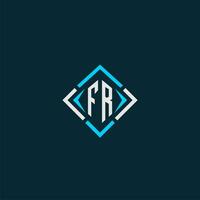 FR initial monogram logo with square style design vector