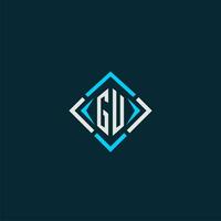 GU initial monogram logo with square style design vector