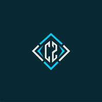 CZ initial monogram logo with square style design vector