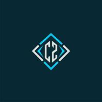 CZ initial monogram logo with square style design vector