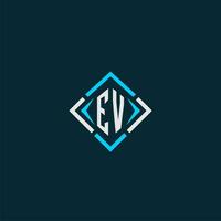 EV initial monogram logo with square style design vector
