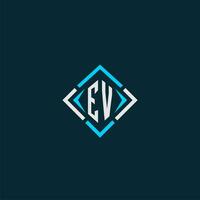 logotipo de monograma inicial ev con diseño de estilo cuadrado vector