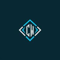 CW initial monogram logo with square style design vector