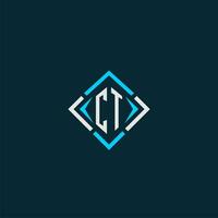 CT initial monogram logo with square style design vector