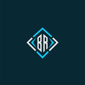 BR initial monogram logo with square style design vector