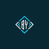 BY initial monogram logo with square style design vector