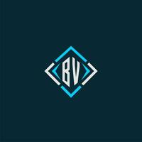 BV initial monogram logo with square style design vector