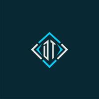 DT initial monogram logo with square style design vector